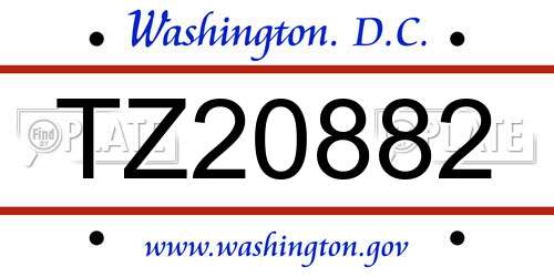 TZ20882 District Of Columbia License Plate