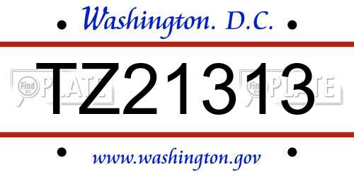 TZ21313 District Of Columbia License Plate