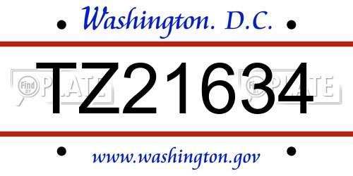 TZ21634 District Of Columbia License Plate