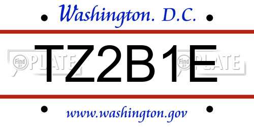 TZ2B1E District Of Columbia License Plate