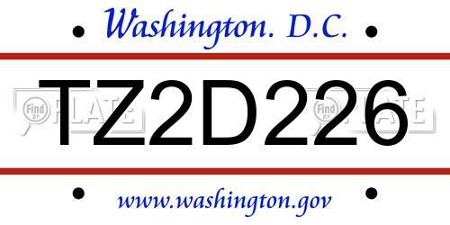 TZ2D226 District Of Columbia License Plate