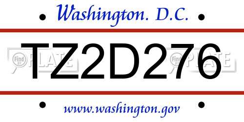 TZ2D276 District Of Columbia License Plate