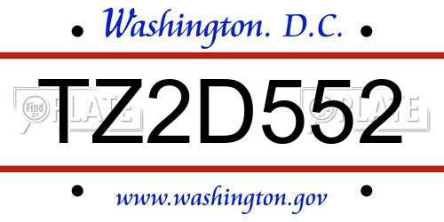 TZ2D552 District Of Columbia License Plate