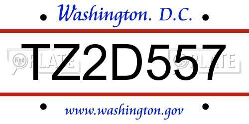 TZ2D557 District Of Columbia License Plate