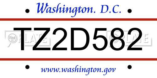 TZ2D582 District Of Columbia License Plate