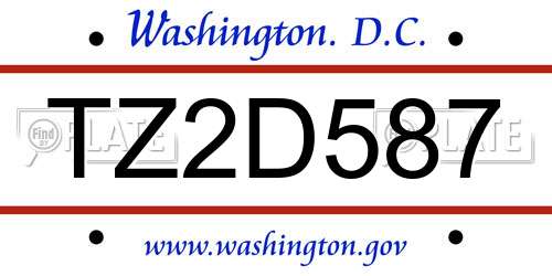 TZ2D587 District Of Columbia License Plate