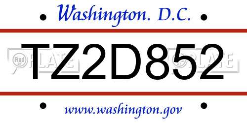 TZ2D852 District Of Columbia License Plate