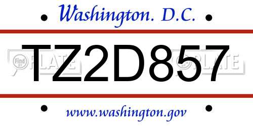 TZ2D857 District Of Columbia License Plate