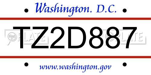 TZ2D887 District Of Columbia License Plate