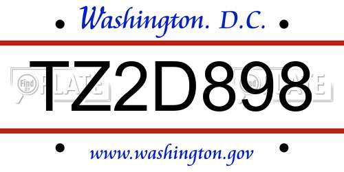 TZ2D898 District Of Columbia License Plate