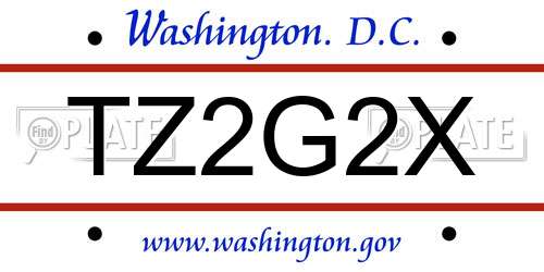 TZ2G2X District Of Columbia License Plate