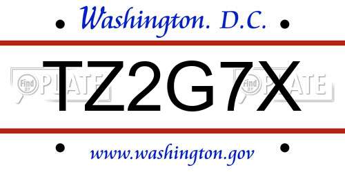TZ2G7X District Of Columbia License Plate