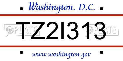 TZ2I313 District Of Columbia License Plate