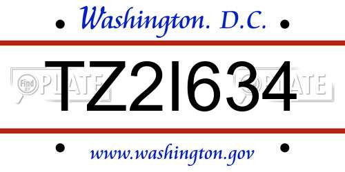 TZ2I634 District Of Columbia License Plate
