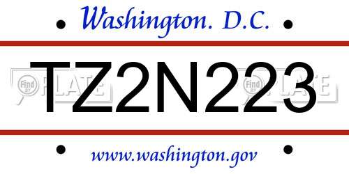 TZ2N223 District Of Columbia License Plate
