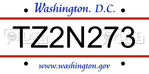 TZ2N273 District Of Columbia License Plate