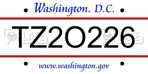 TZ2O226 District Of Columbia License Plate