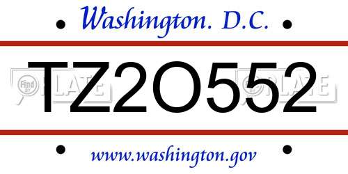 TZ2O552 District Of Columbia License Plate