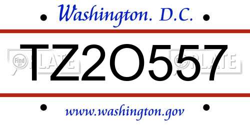 TZ2O557 District Of Columbia License Plate