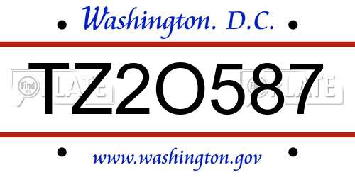 TZ2O587 District Of Columbia License Plate