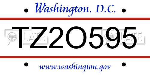 TZ2O595 District Of Columbia License Plate