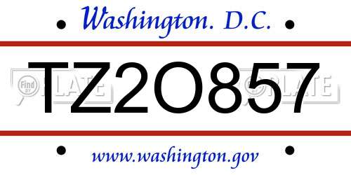 TZ2O857 District Of Columbia License Plate