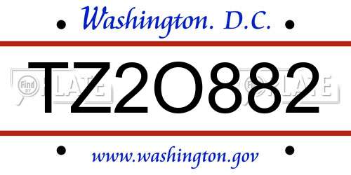 TZ2O882 District Of Columbia License Plate