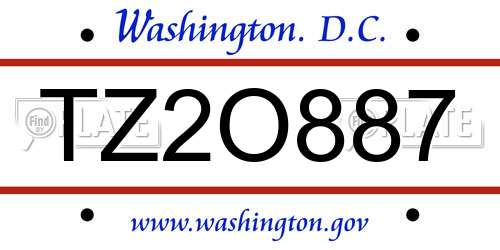 TZ2O887 District Of Columbia License Plate