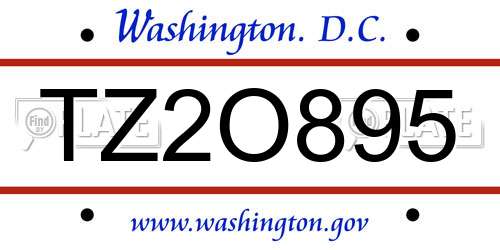 TZ2O895 District Of Columbia License Plate