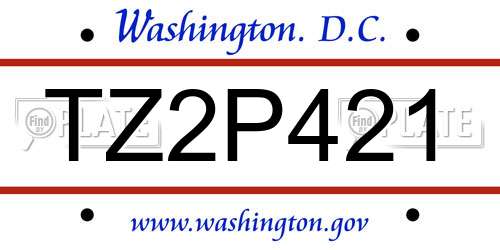 TZ2P421 District Of Columbia License Plate