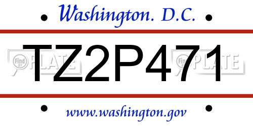 TZ2P471 District Of Columbia License Plate