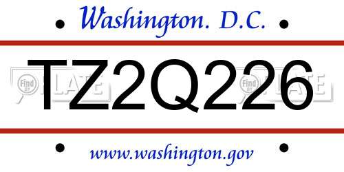 TZ2Q226 District Of Columbia License Plate