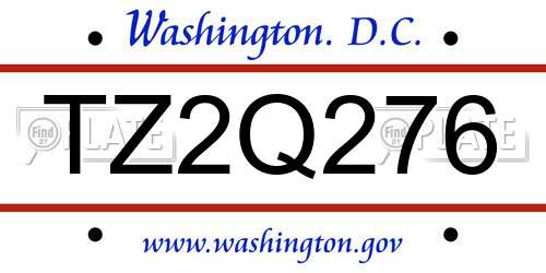 TZ2Q276 District Of Columbia License Plate