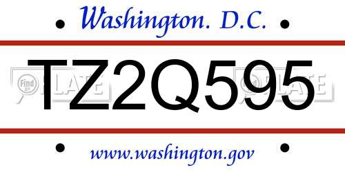TZ2Q595 District Of Columbia License Plate
