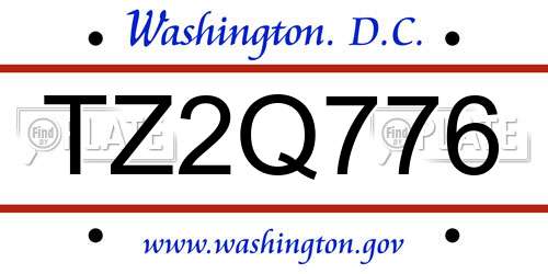 TZ2Q776 District Of Columbia License Plate