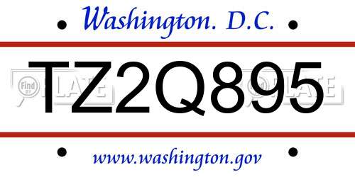 TZ2Q895 District Of Columbia License Plate