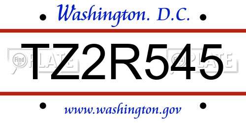 TZ2R545 District Of Columbia License Plate