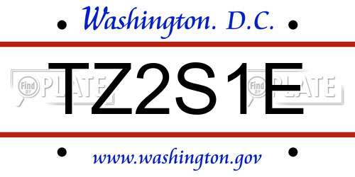 TZ2S1E District Of Columbia License Plate
