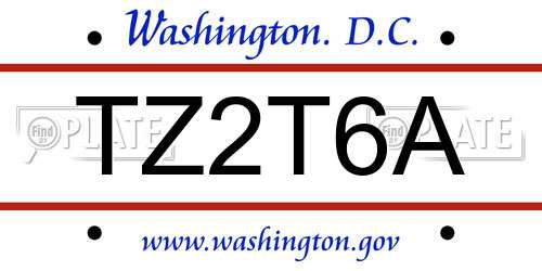 TZ2T6A District Of Columbia License Plate