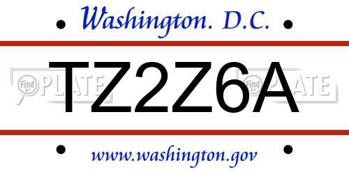 TZ2Z6A District Of Columbia License Plate