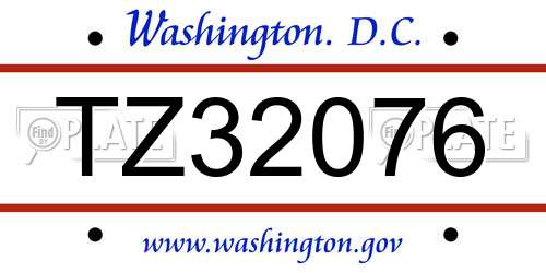 TZ32076 District Of Columbia License Plate