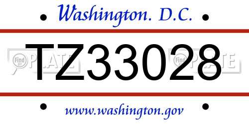 TZ33028 District Of Columbia License Plate