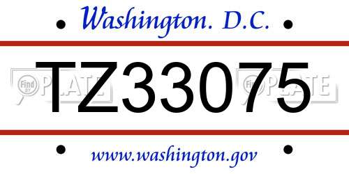 TZ33075 District Of Columbia License Plate