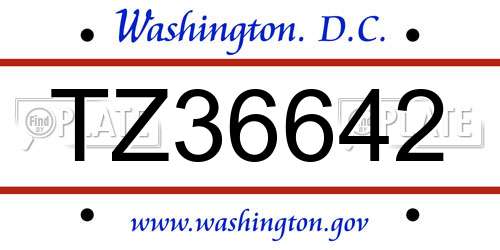 TZ36642 District Of Columbia License Plate