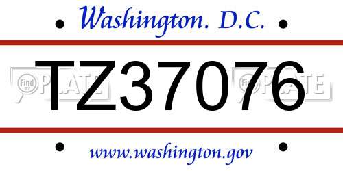 TZ37076 District Of Columbia License Plate