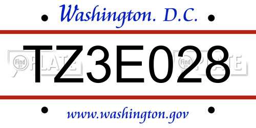 TZ3E028 District Of Columbia License Plate