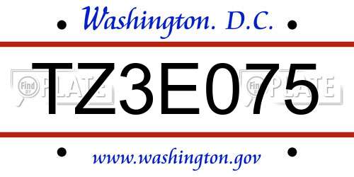 TZ3E075 District Of Columbia License Plate