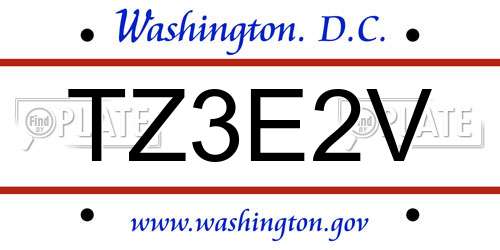 TZ3E2V District Of Columbia License Plate