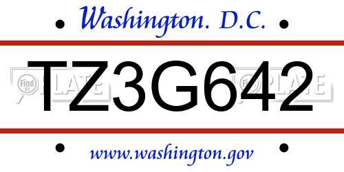 TZ3G642 District Of Columbia License Plate