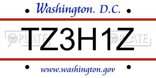 TZ3H1Z District Of Columbia License Plate